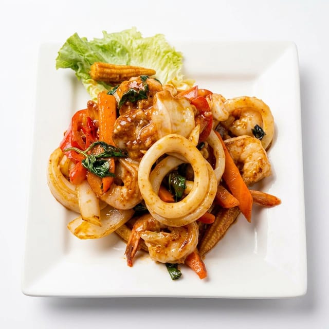 Seafood Prik Pow and Rice.
