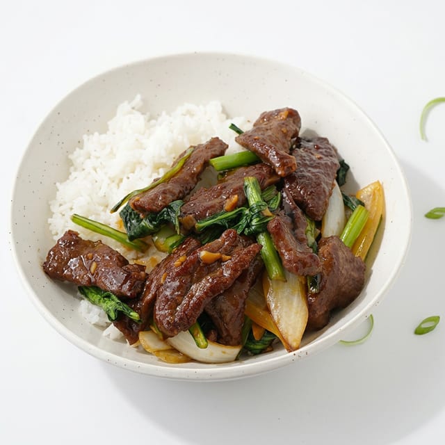Beef with Oyster Sauce and Rice.